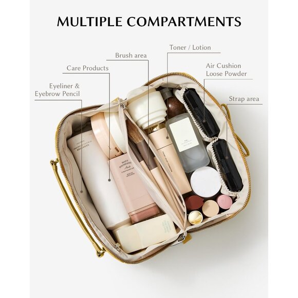 Women MA Yellow Large Capacity Cosmetic Travel Makeup Waterproof Portable Bag - Picture 2 of 7